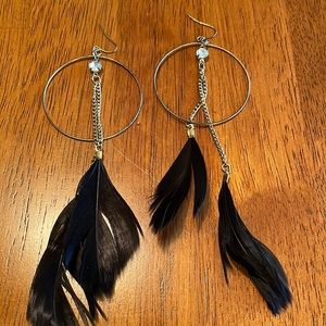Feather hoop earrings